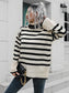 Striped Slit Turtleneck Drop Shoulder Sweater nicholesgifts