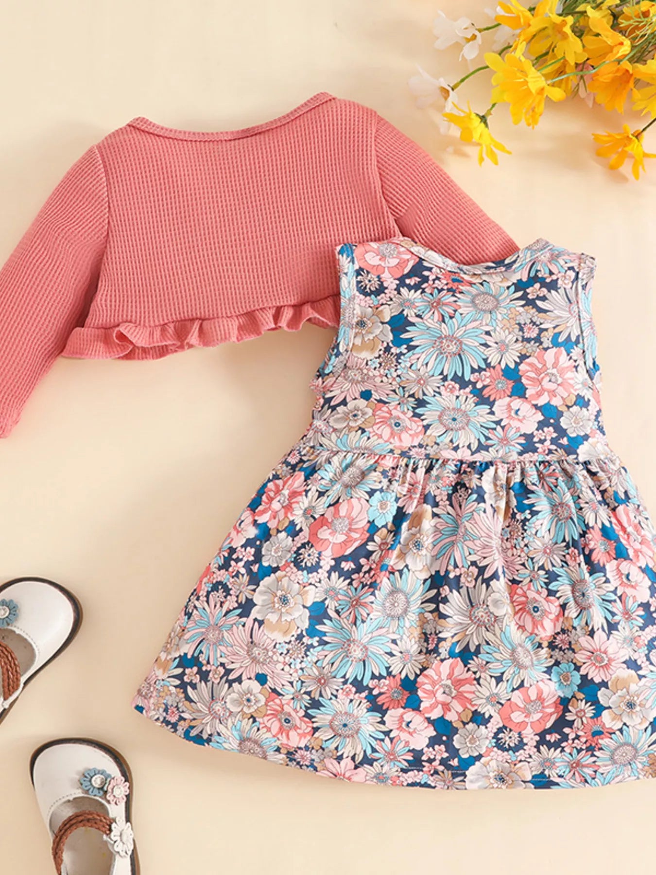 Children's Floral Print Dress & Cardigan Set NicholesGifts
