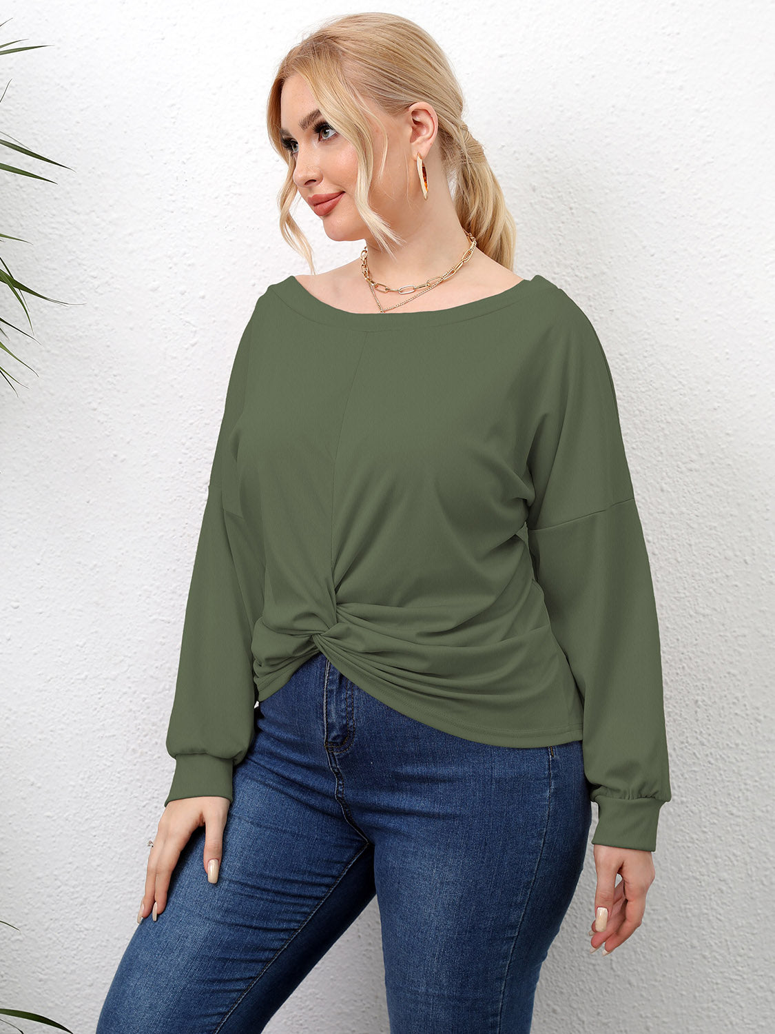 Plus Size Twisted Drop Shoulder T-Shirt NicholesGifts