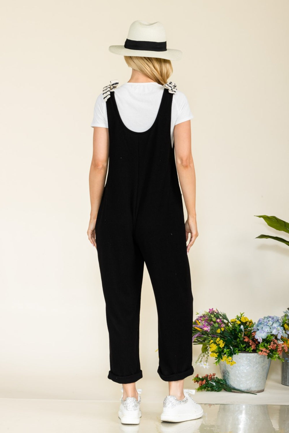 Celeste Full Size Stripe Contrast Pocket Rib Jumpsuit nicholesgifts