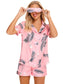 Printed Button Up Short Sleeve Top and Shorts Lounge Set nicholesgifts