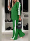 Full Size Contrast Lapel Collar Top and Pants Set nicholesgifts