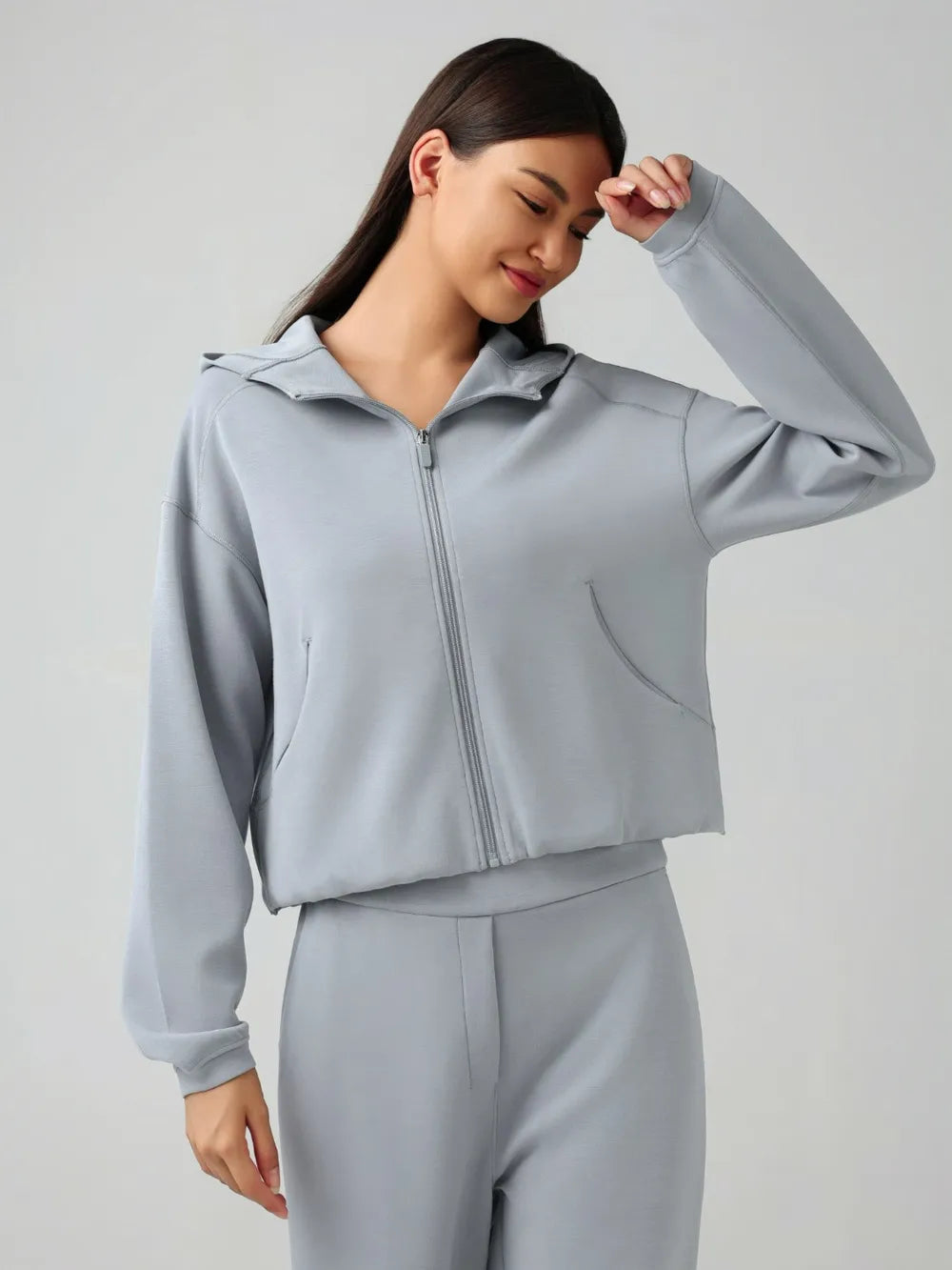 Millennia Zip Up Dropped Shouder Active Hooded nicholesgifts