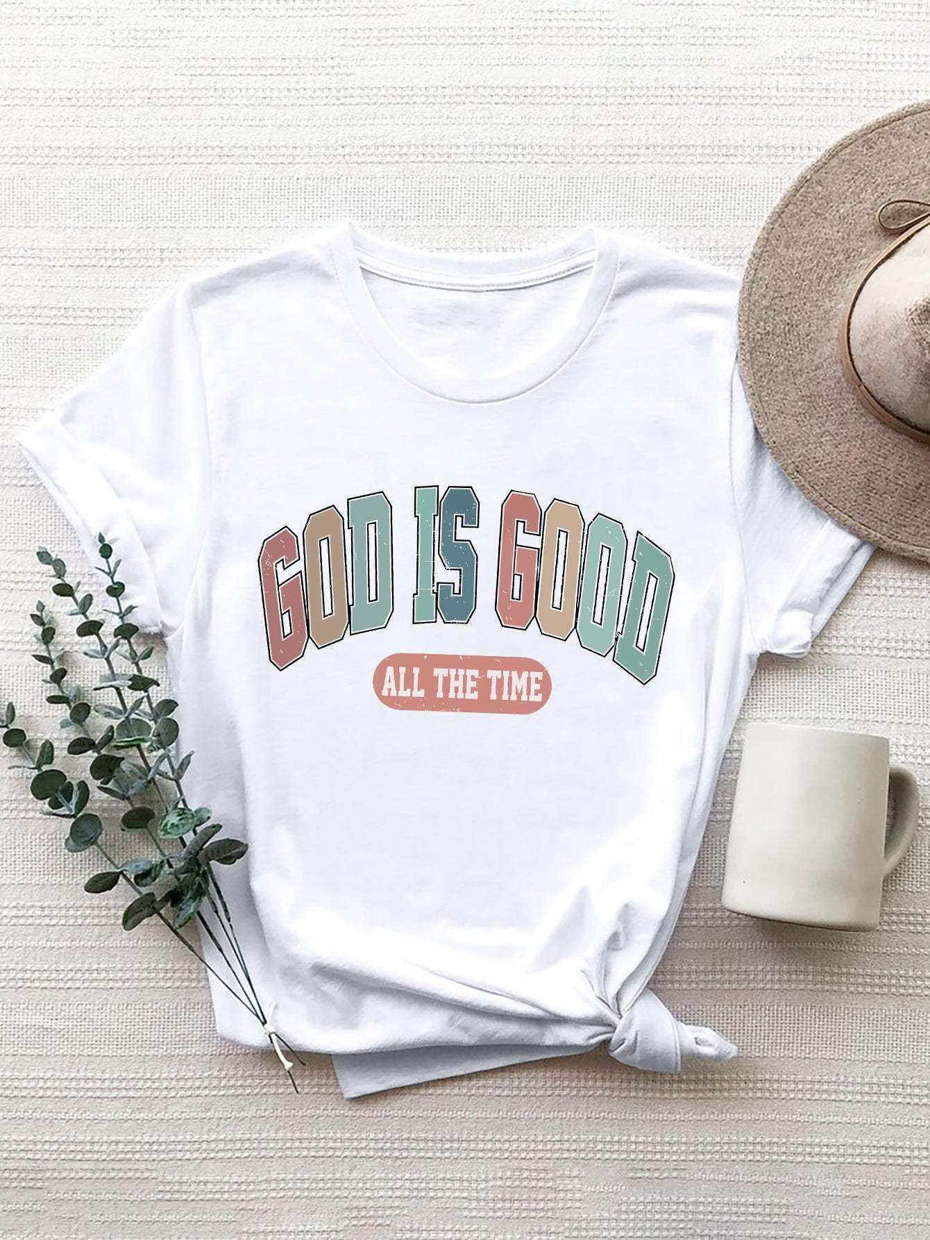 Women God Is Good All The Time Religious Round Neck T-Shirt nicholesgifts