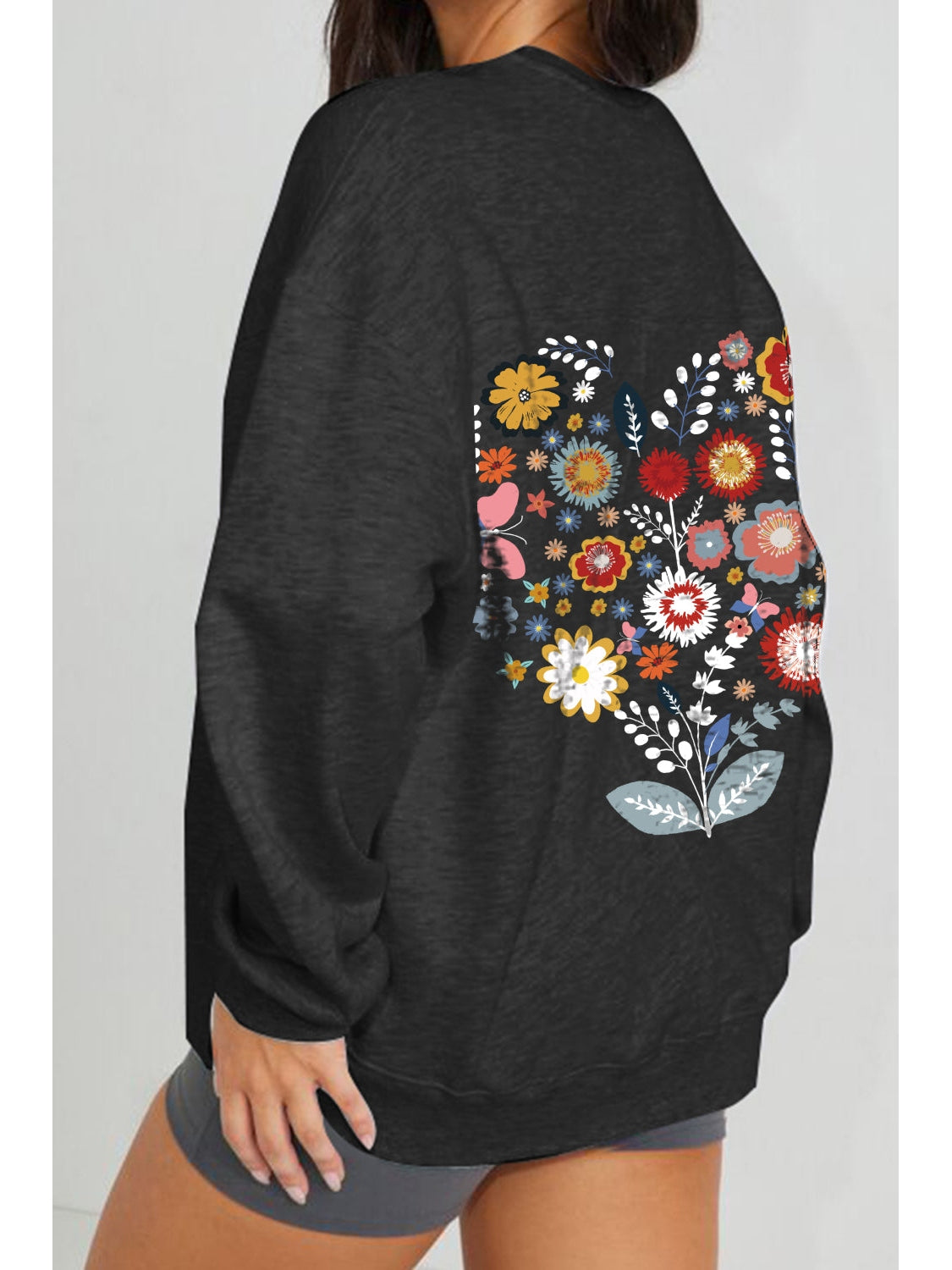 Simply Love Full Size Flower Graphic Sweatshirt nicholesgifts