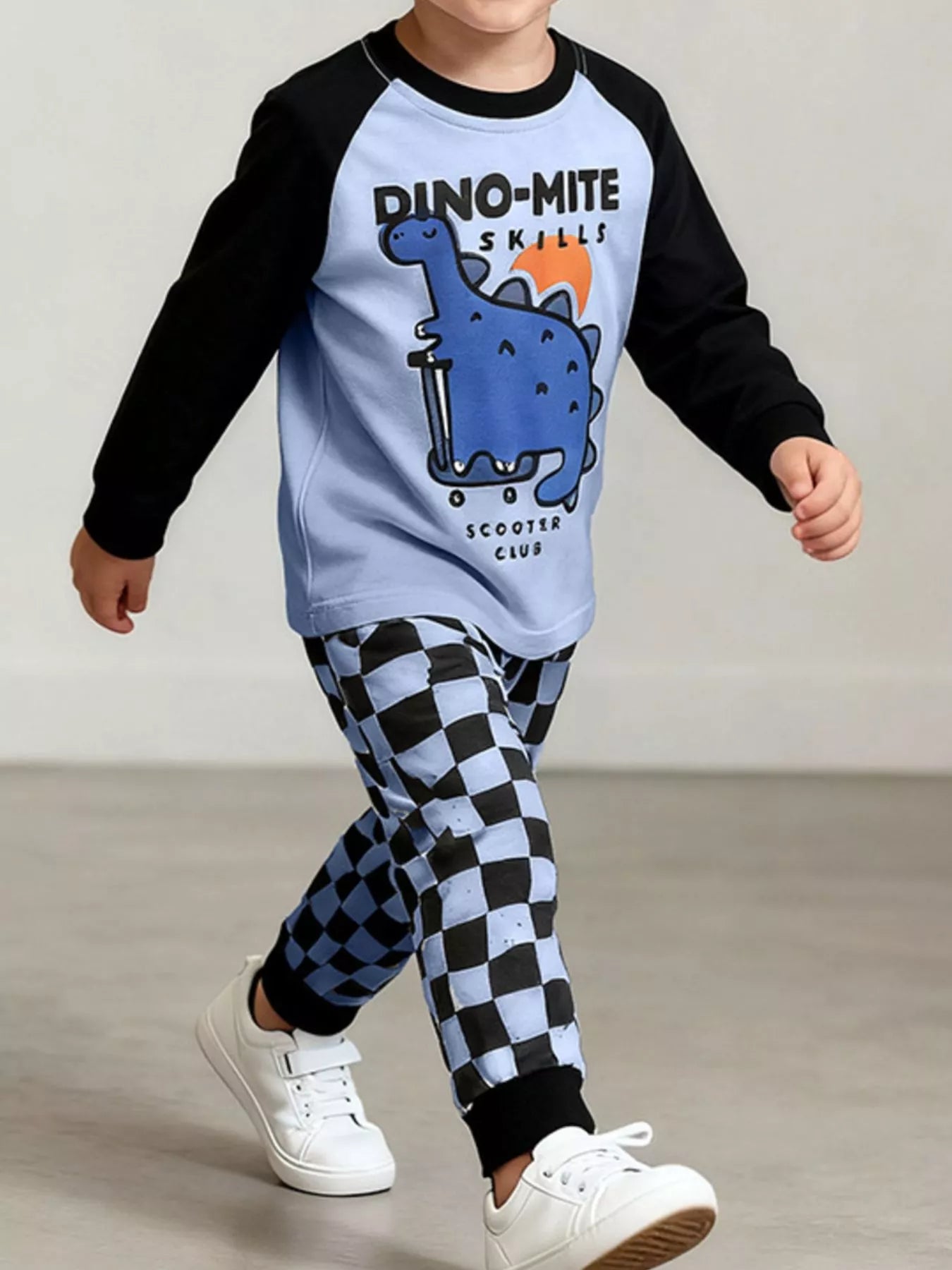 Children's Dinosaur Round Neck Top and Pants Set NicholesGifts