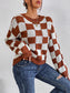 Checkered Round Neck Sweater Trendsi