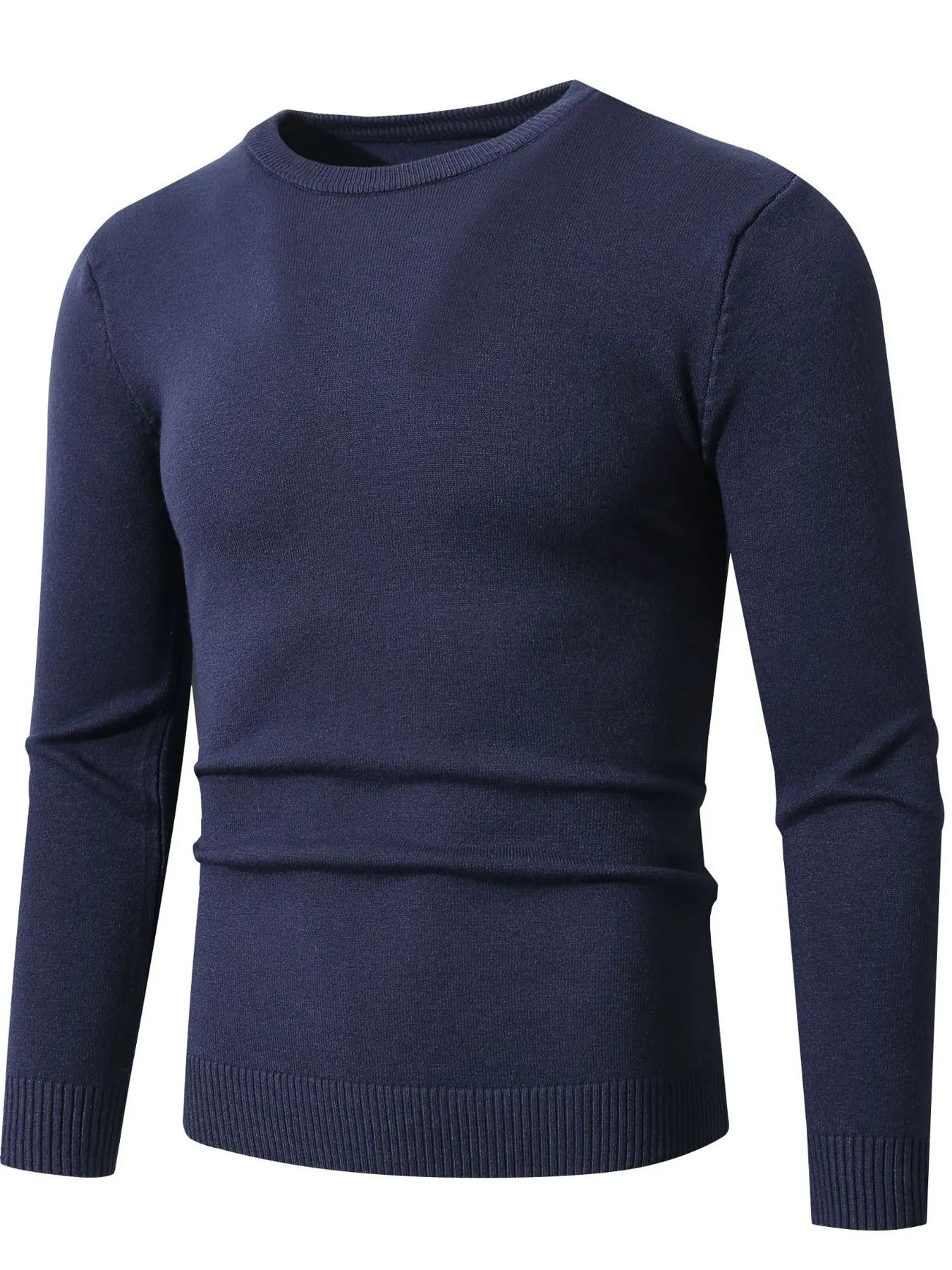 Men's Plus Size Ribbed Hem Long Sleeve Sweater NicholesGifts
