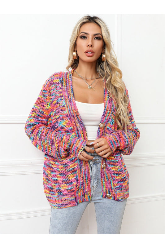NicholesGifts Women Button Up Dropped Shoulder Cardigan NicholesGifts