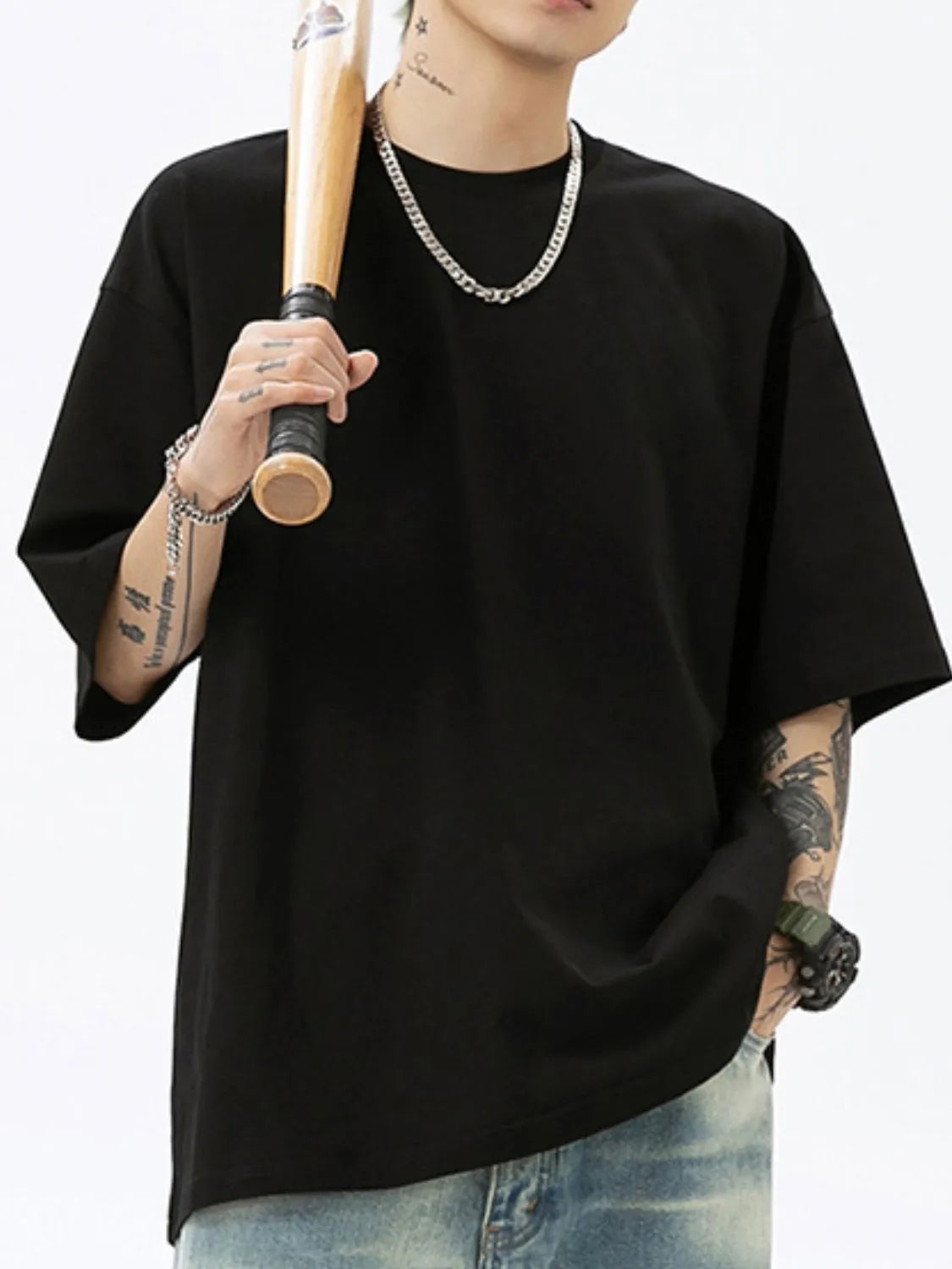 Men's Plus Size Round Neck Half Sleeve T-Shirt Trendsi