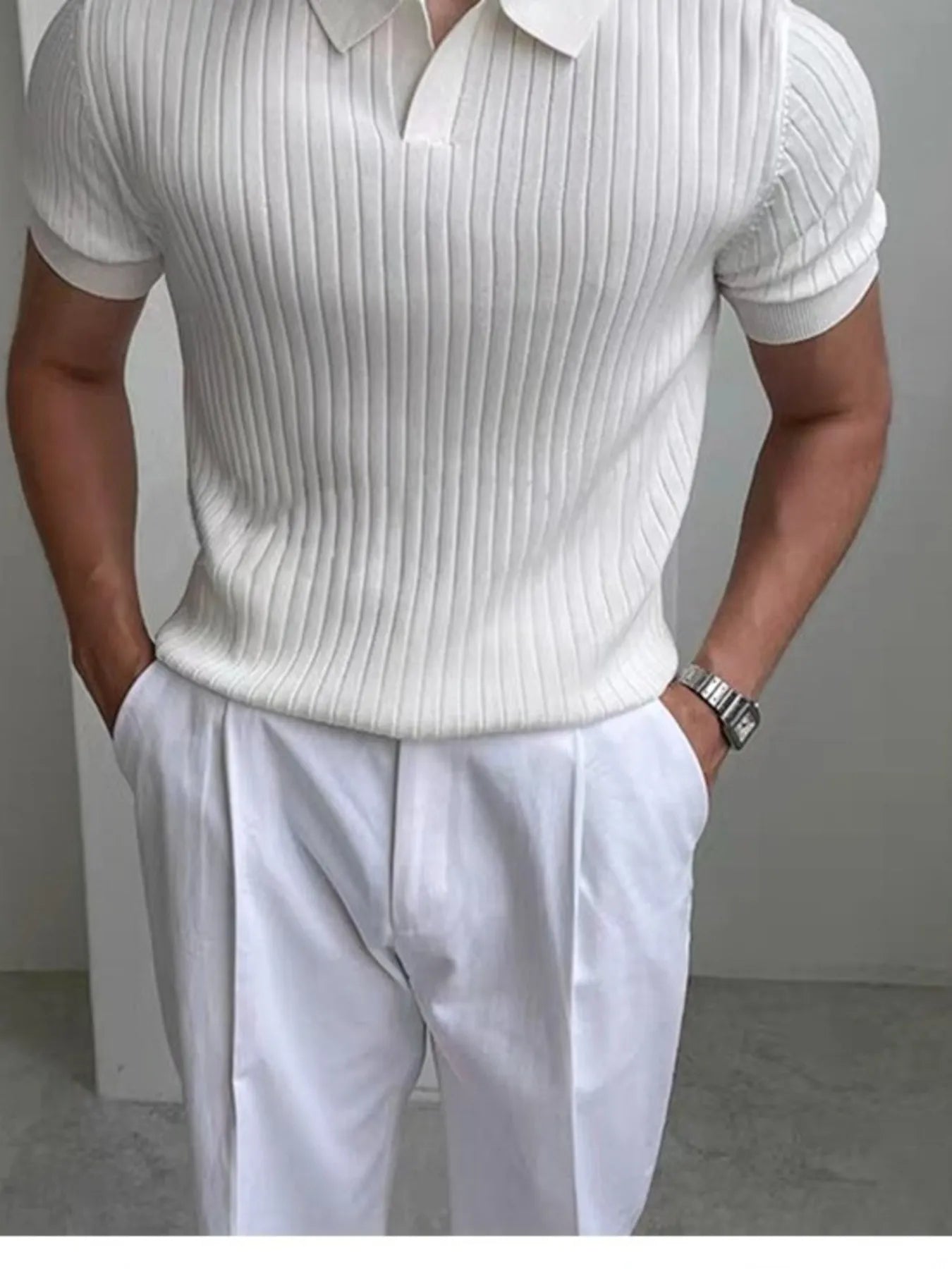 Men's Full Size Ribbed Short Sleeve Polo Plus Size NicholesGifts