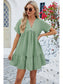 Women Ruched Tiered V-Neck Short Sleeve Mini Dress nicholesgifts