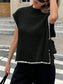 Ribbed Turtleneck Sweater Vest with Contrast Trim nicholesgifts