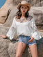Lace Round Neck Long Sleeve Blouse nicholesgifts