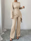 Asymmetric Long Sleeve Top and Pants Set nicholesgifts