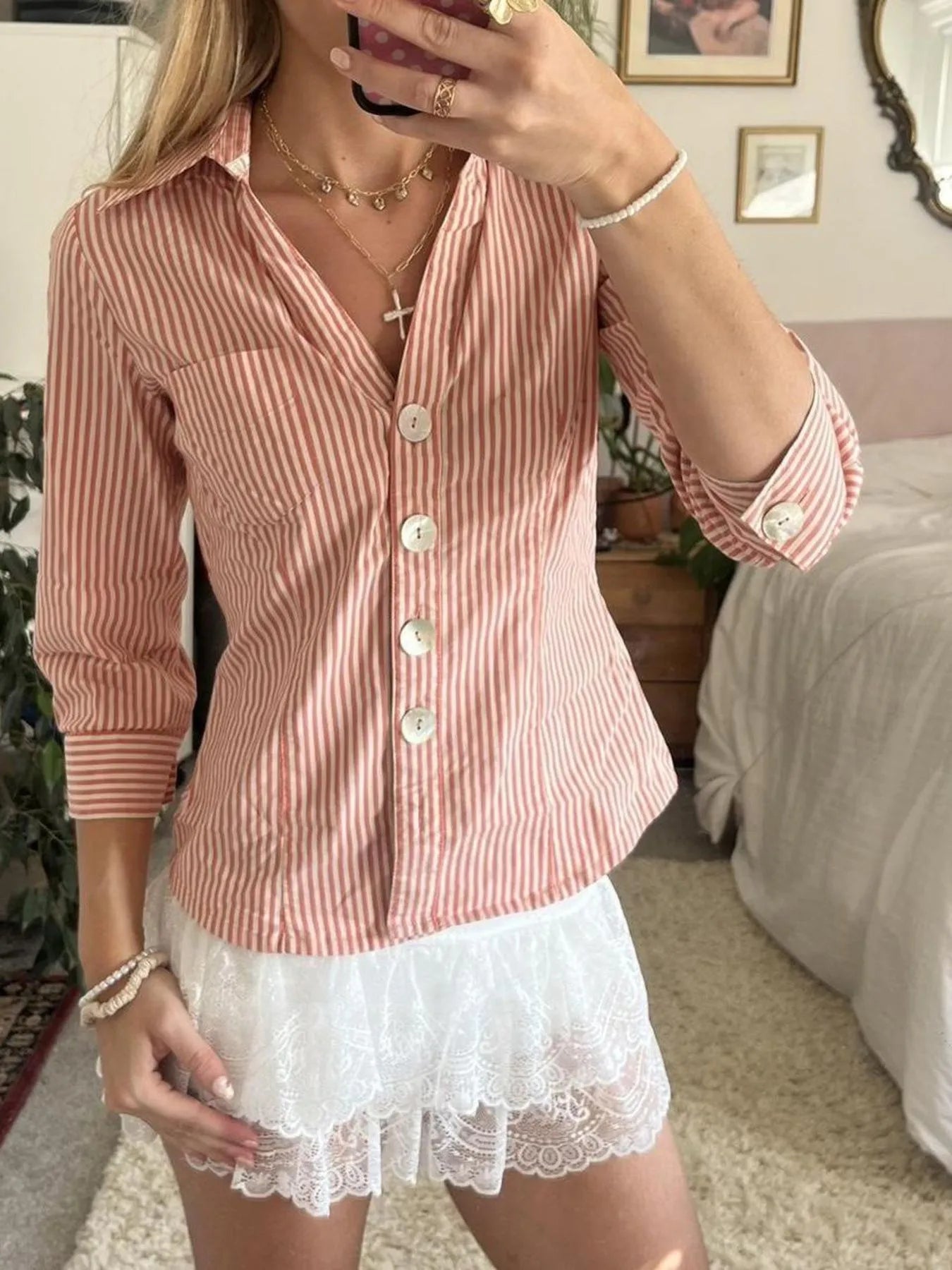 Collared Neck Button-Down Shirt