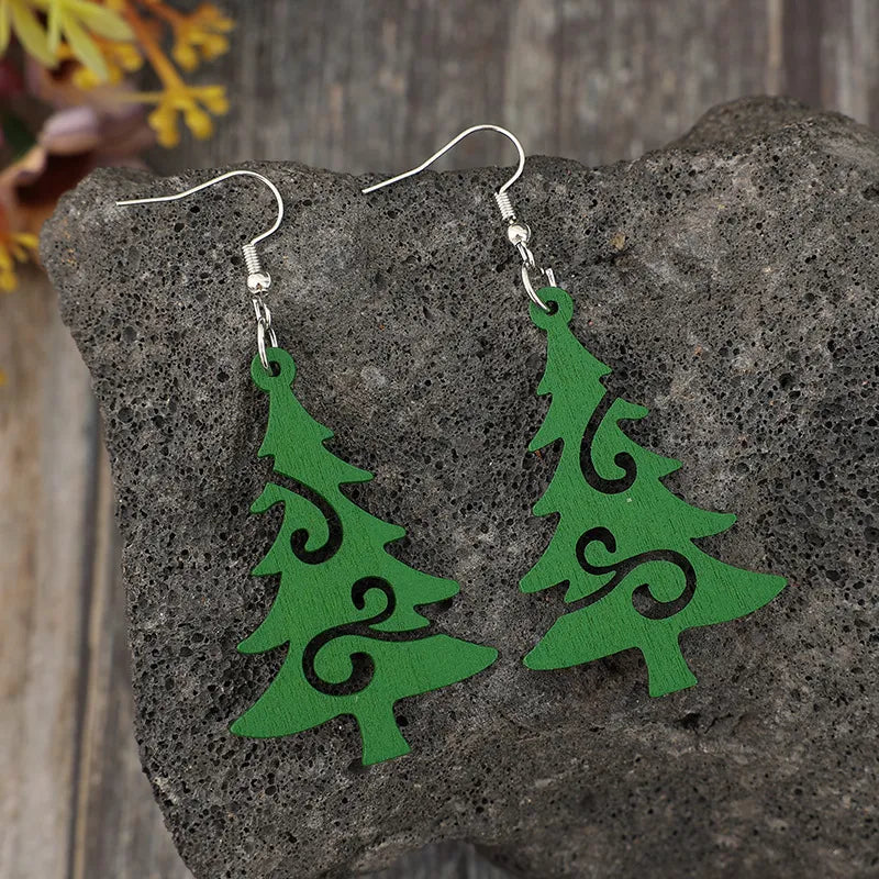Christmas Tree Wooden Earrings Trendsi