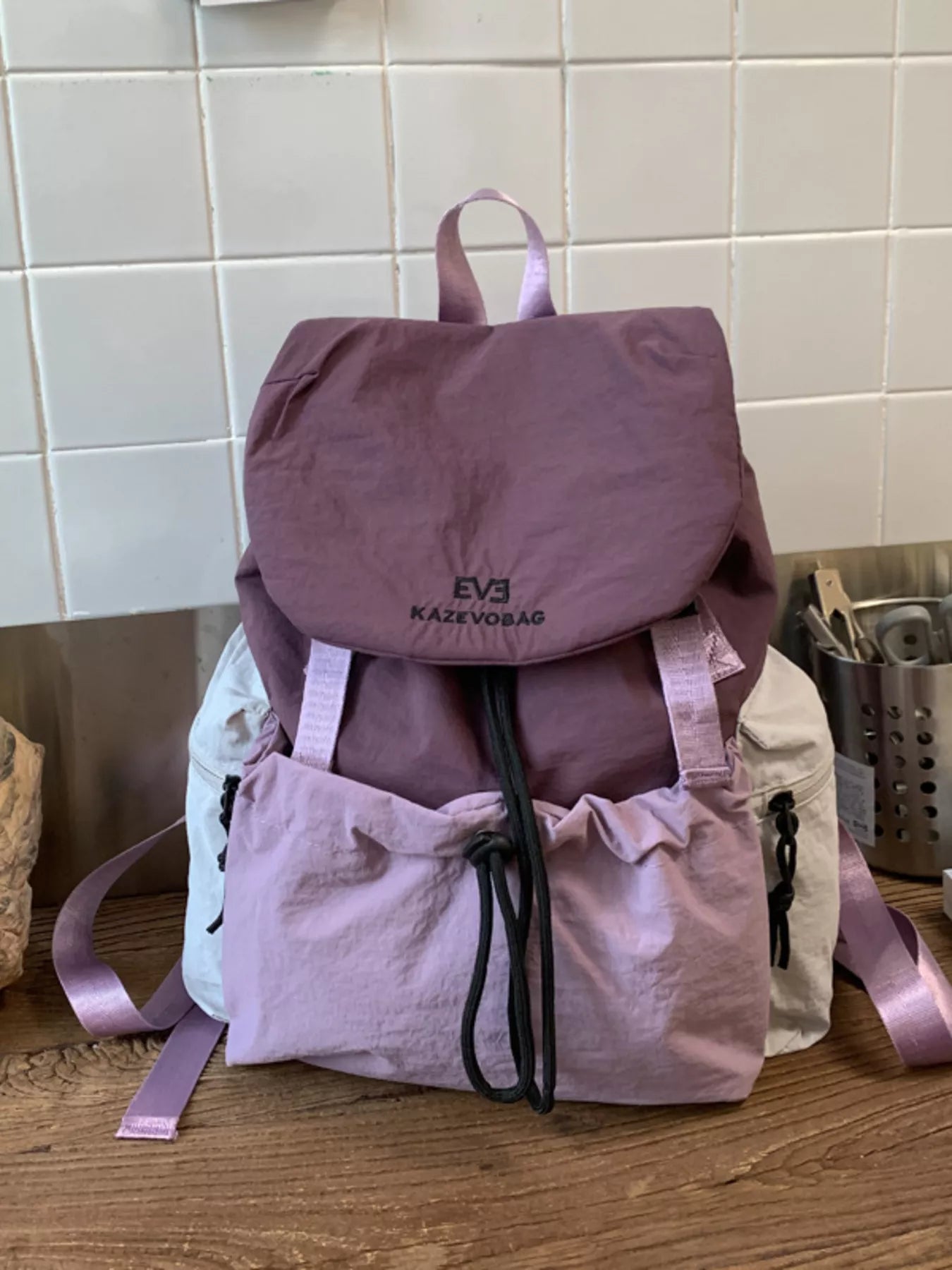 Drawstring Color Block Backpack Bag nicholesgifts