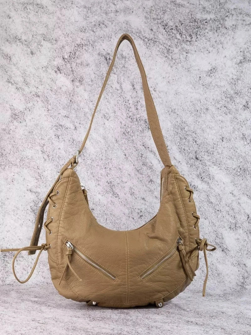 Fame Larger Leather Crescent Shoulder Bag nicholesgifts