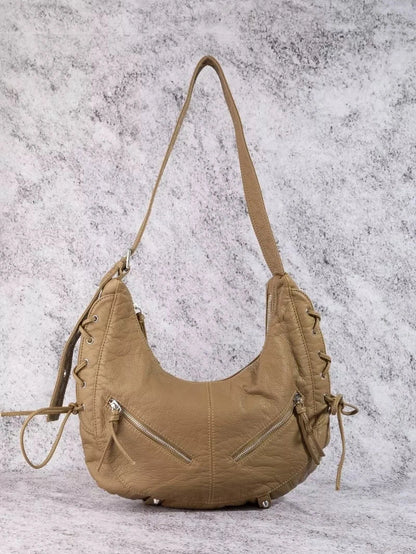 Fame Larger Leather Crescent Shoulder Bag nicholesgifts
