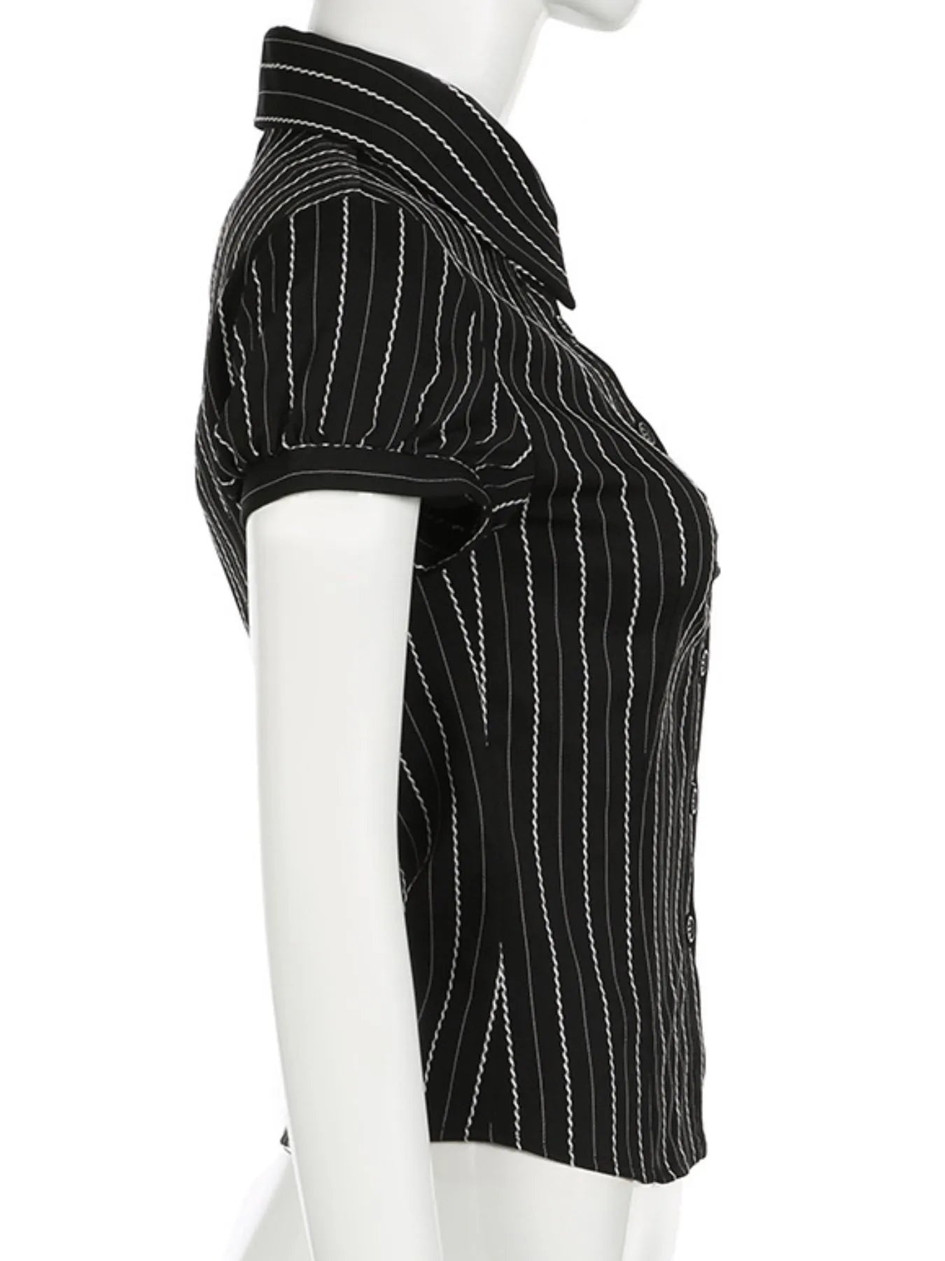 Striped Button-Down Collared Neck Shirt Trendsi