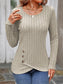 Decorative Button Round Neck Long Sleeve T-Shirt nicholesgifts