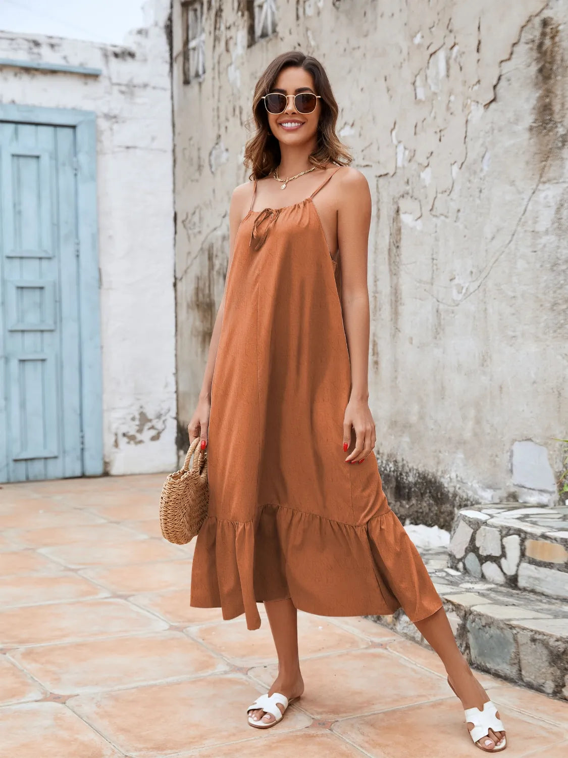 Ruffled Hem Midi Cami Dress NicholesGifts