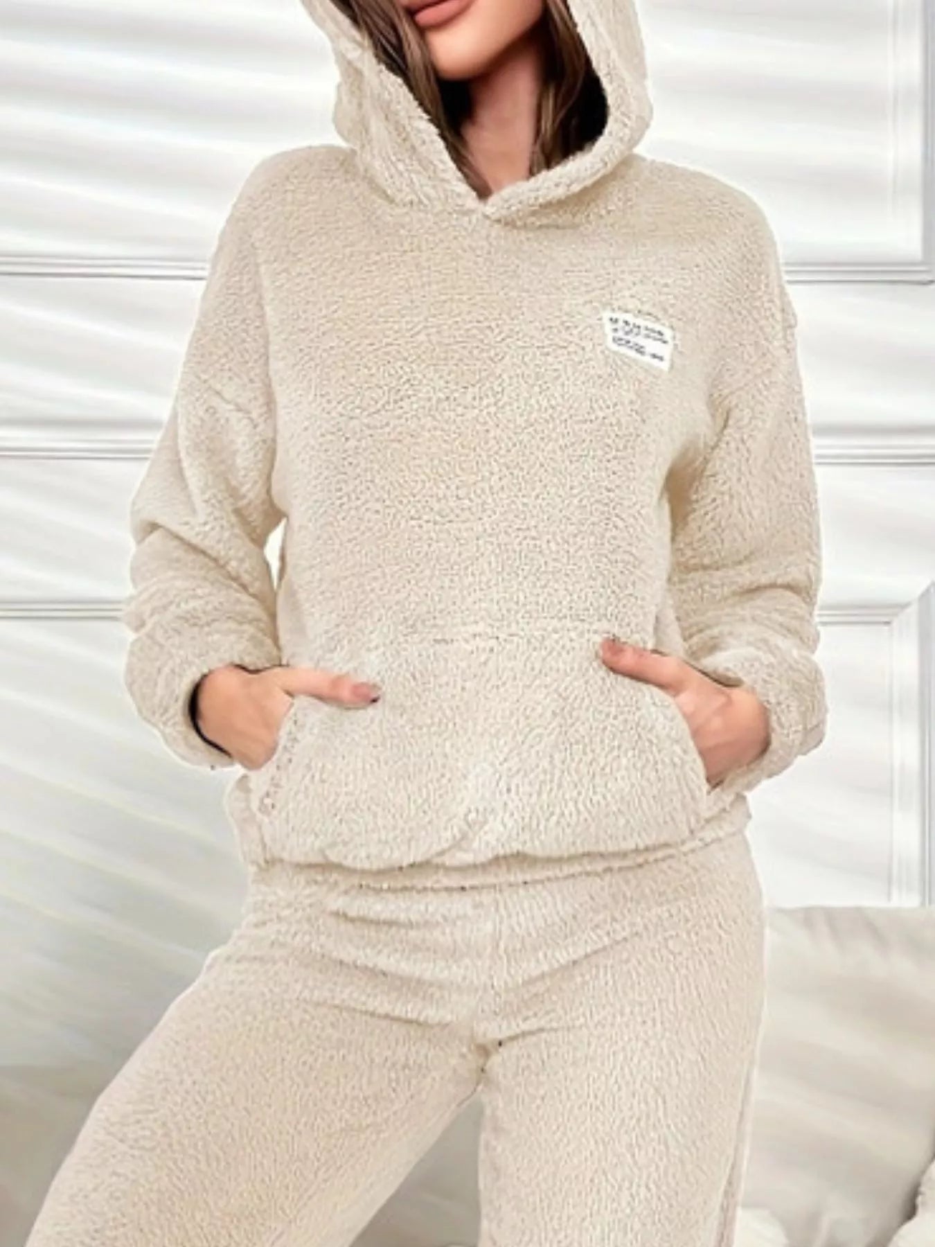 Kangaroo Pocket Long Sleeve Hoodie and Pants Lounge Set Trendsi