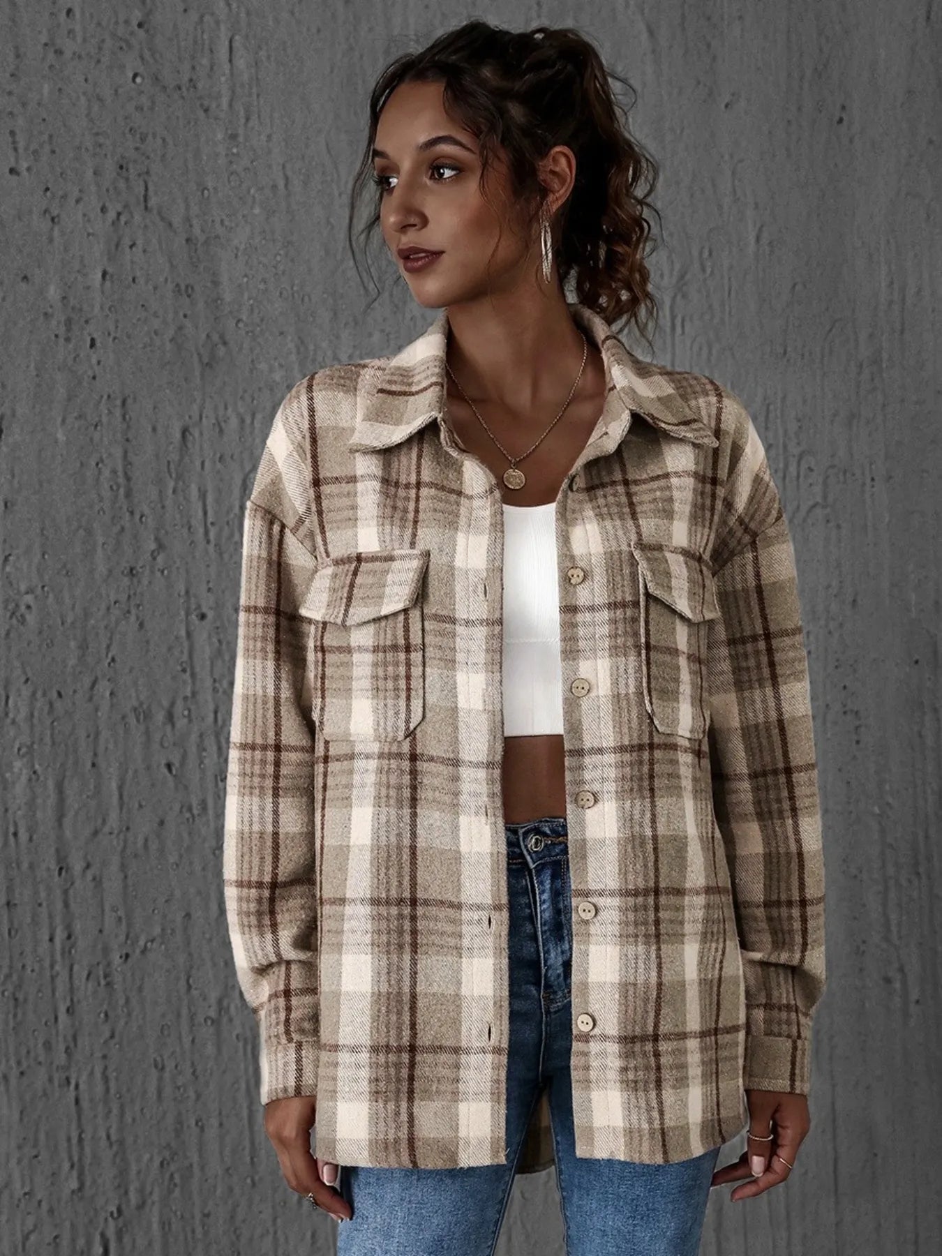 Plaid Button-Up Long Sleeve Shirt NicholesGifts