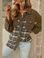 Plaid Collared Denim Jacket nicholesgifts