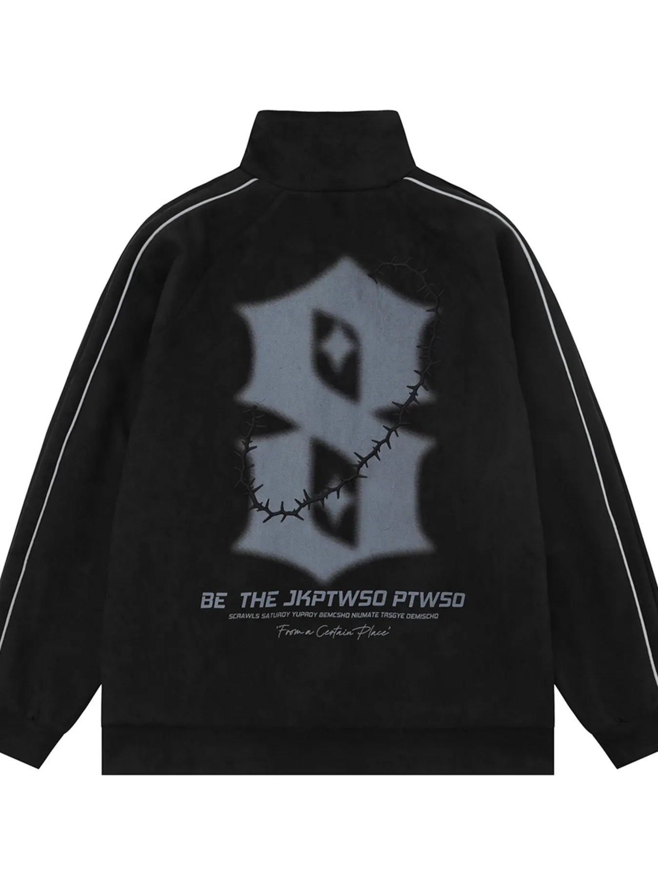 Men's Letter Graphic Track Jacket with Contrast Trim Trendsi