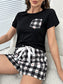 Plaid Heart Top and Shorts Lounge Set nicholesgifts