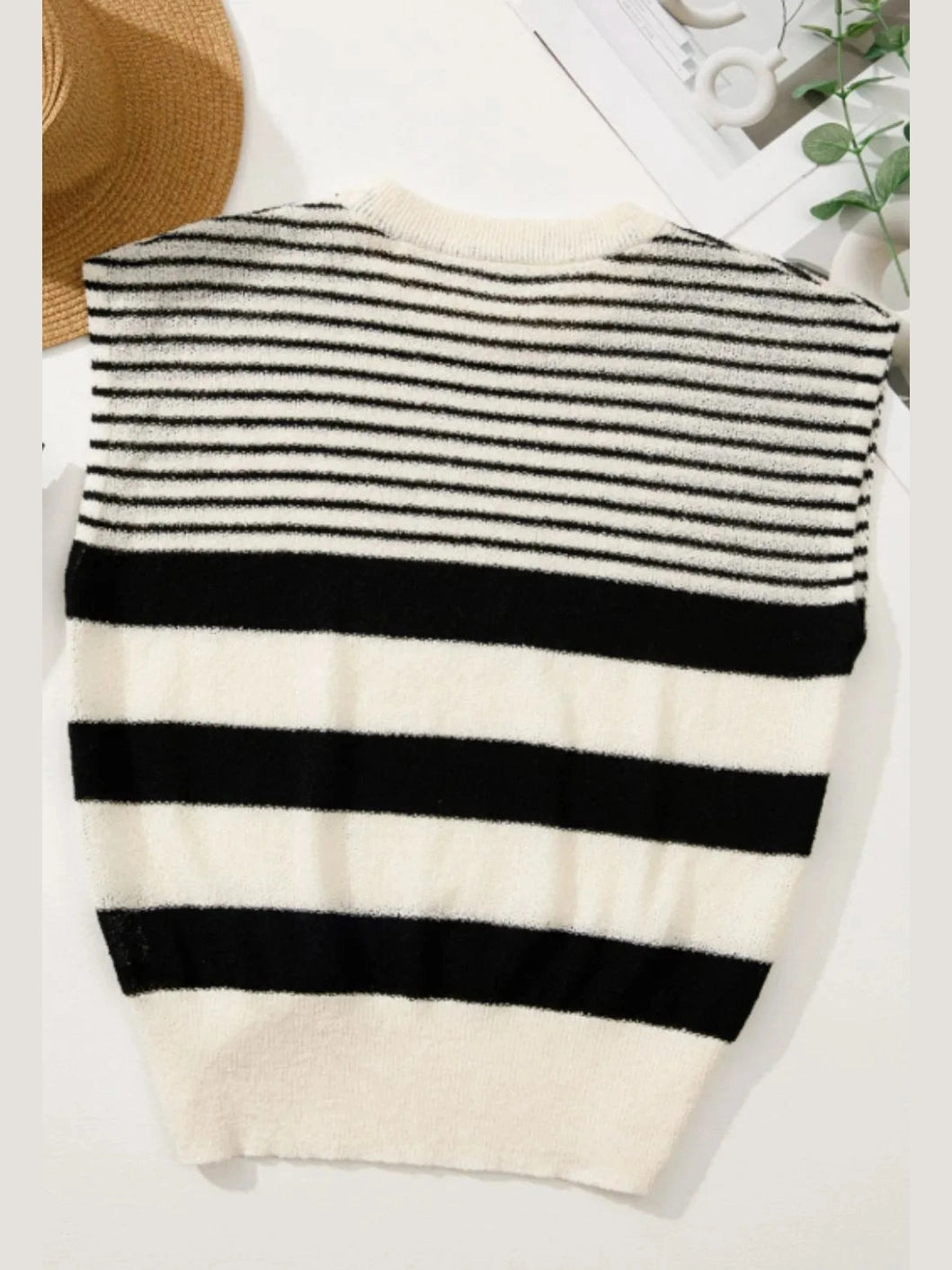 Striped Round Neck Sweater Vest nicholesgifts