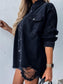 Raw Hem Collared Neck Long Sleeve Denim Jacket nicholesgifts