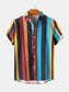 Men's Plus Size Multicolor Striped Short Sleeve Button Down Casual Shirt nicholesgifts