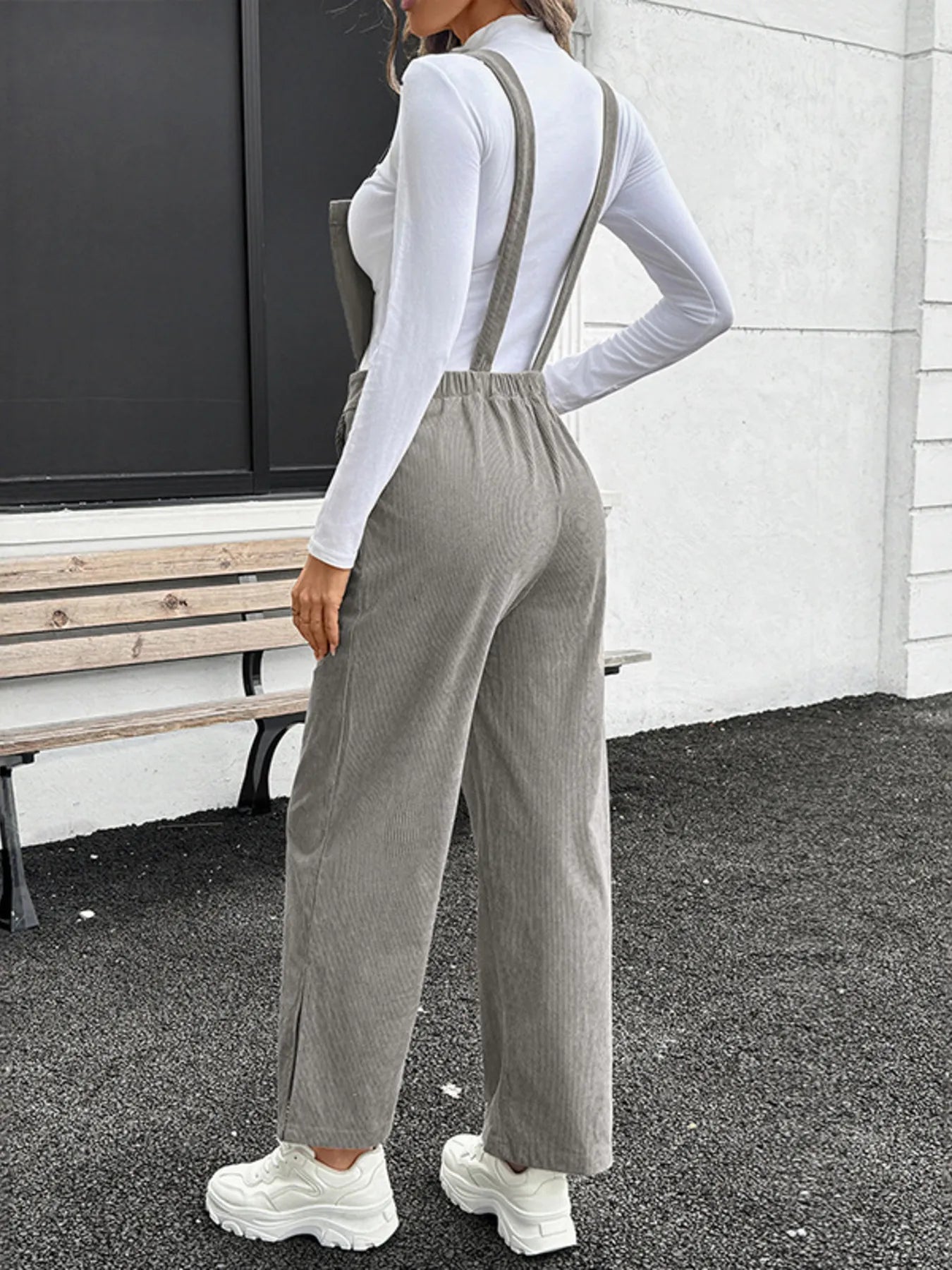 Slit Wide Leg Overalls with Pockets nicholesgifts