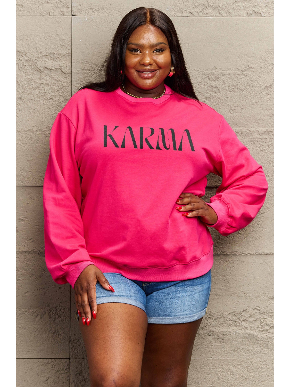 Simply Love Full Size KARMA Graphic Sweatshirt nicholesgifts