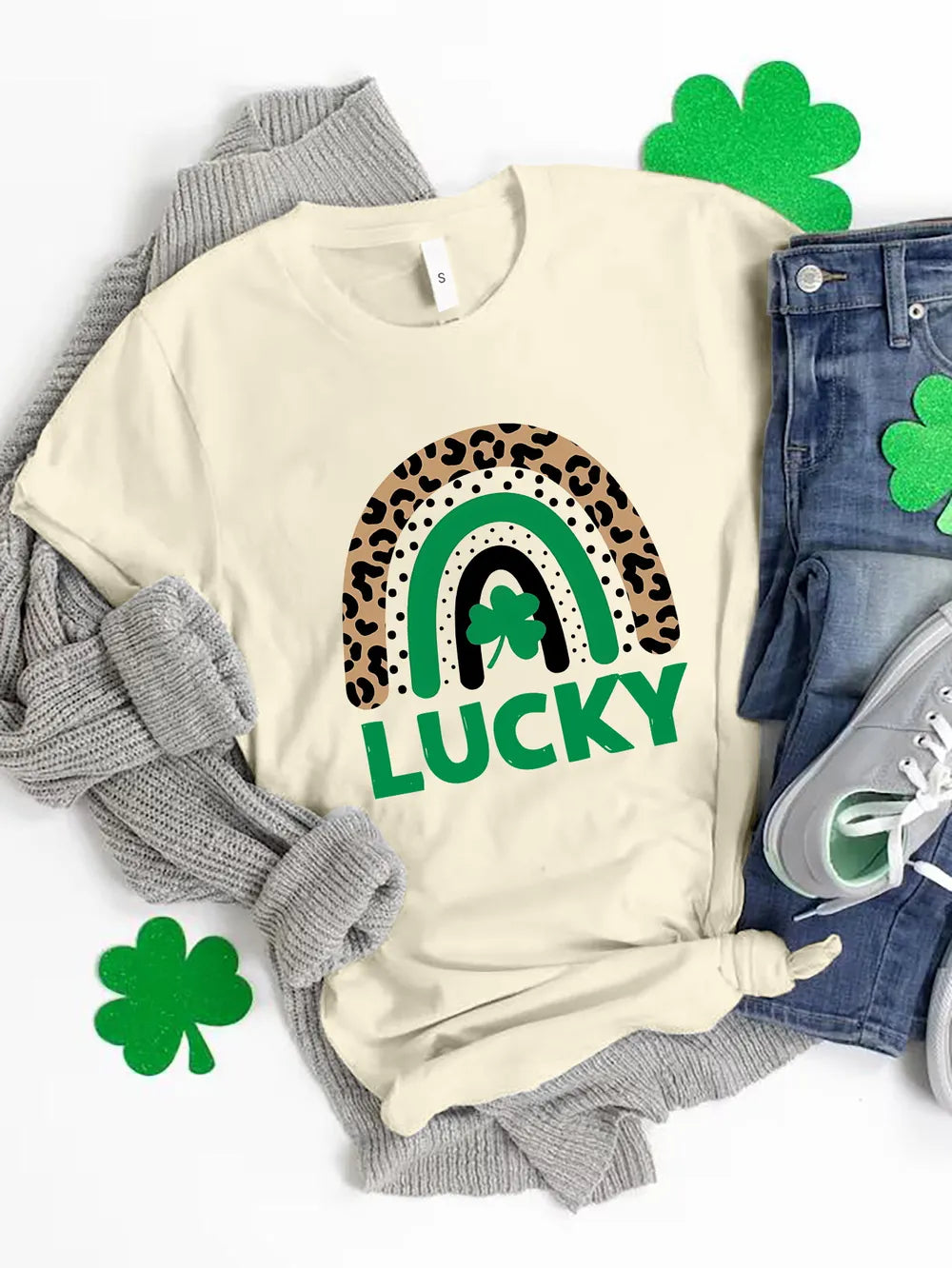 LUCKY Round Neck Short Sleeve T-Shirt nicholesgifts