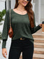 Ribbed Round Neck Lantern Sleeve Knit Top nicholesgifts
