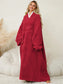 Pocketed Contrast Long Sleeve Hooded Lounge Dress nicholesgifts