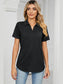 Women Johnny Collar Short Sleeve Blouse nicholesgifts