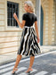 Printed Tie Waist Short Sleeve Dress nicholesgifts