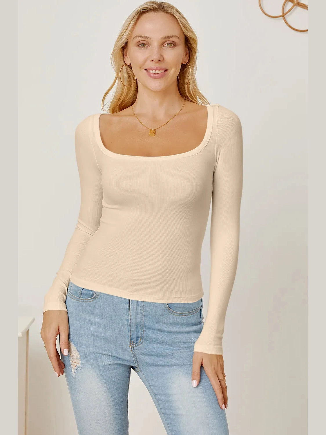 Square Neck Long Sleeve T-Shirt NicholesGifts