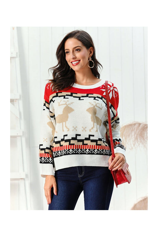 Reindeer Round Neck Sweater NicholesGifts
