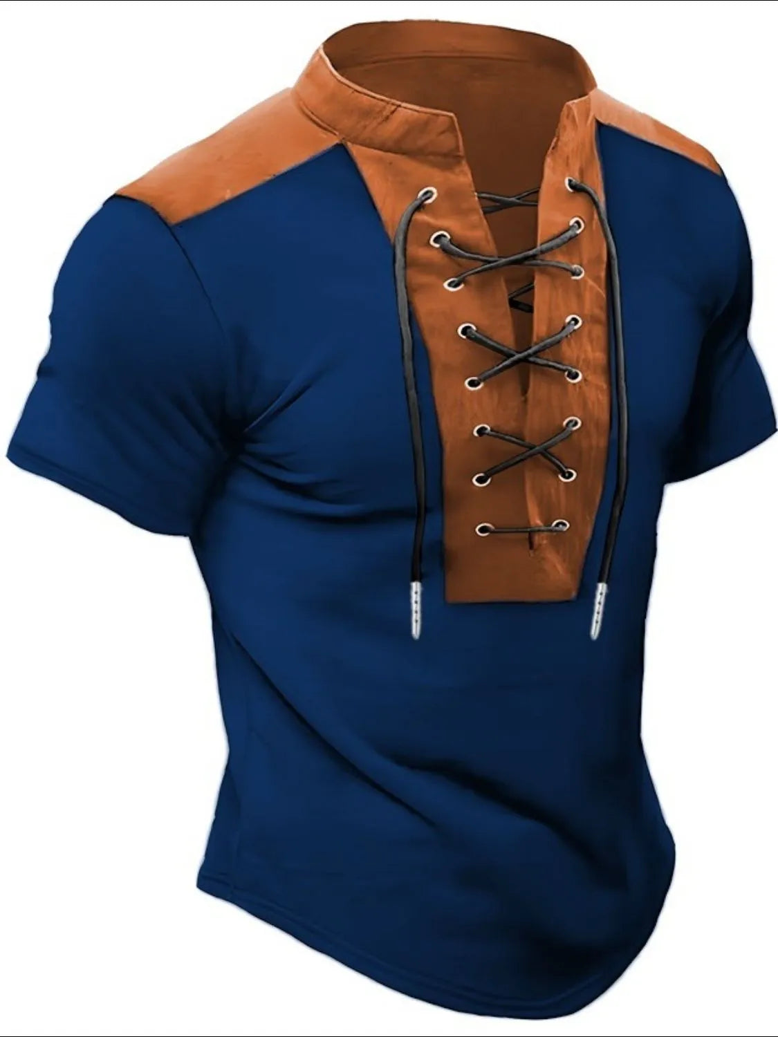 Men's Plus Size Lace Up Short Sleeve Polo NicholesGifts