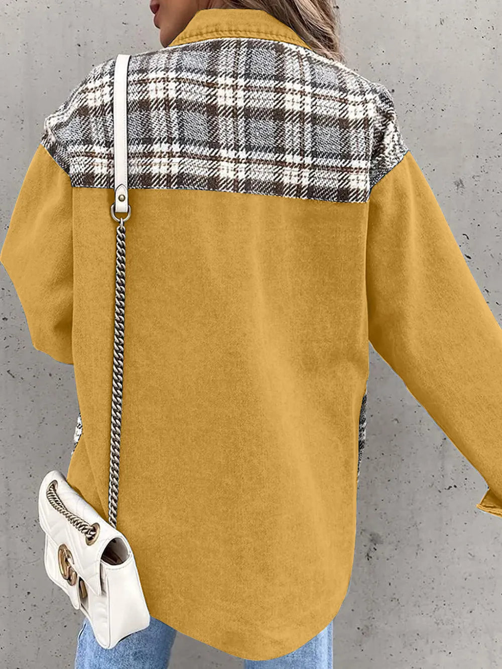 Plaid Button Up Dropped Shoulder Jacket nicholesgifts