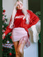 Women Double Take Full Size Merry Christmas Turtleneck Long Sleeve Sweater nicholesgifts
