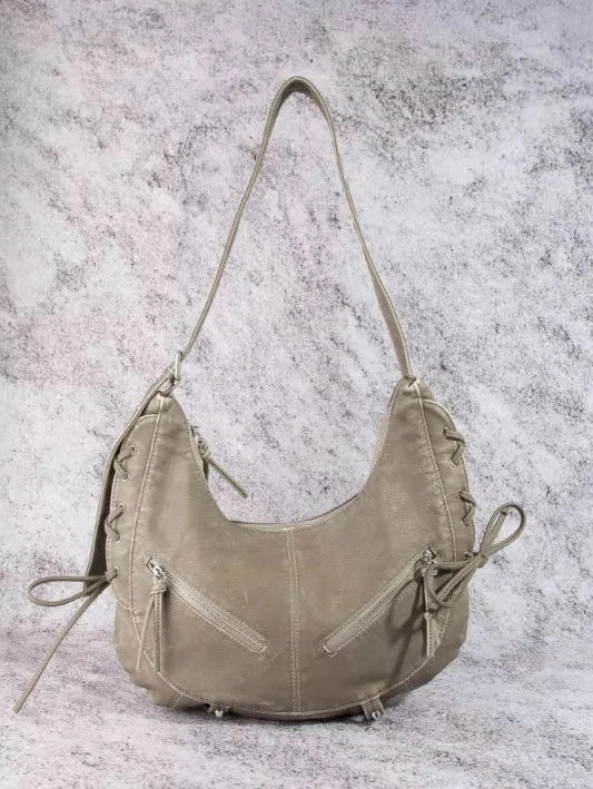 Fame Larger Leather Crescent Shoulder Bag nicholesgifts