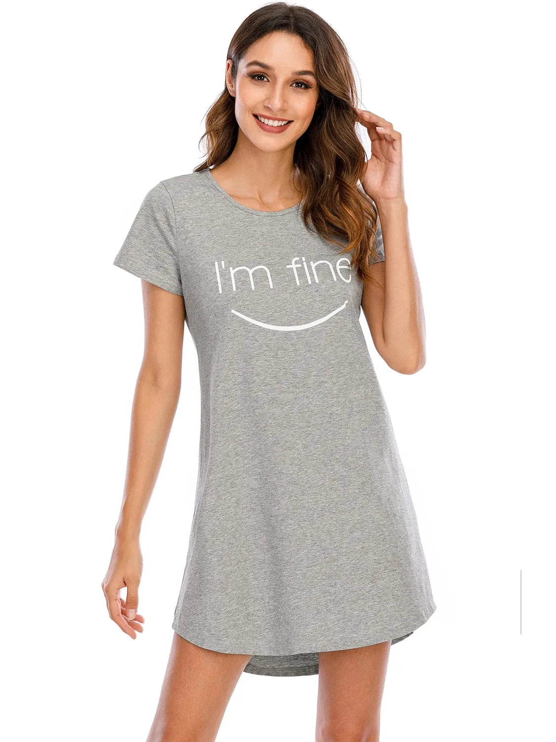 Graphic Round Neck Short Sleeve Lounge Dress nicholesgifts