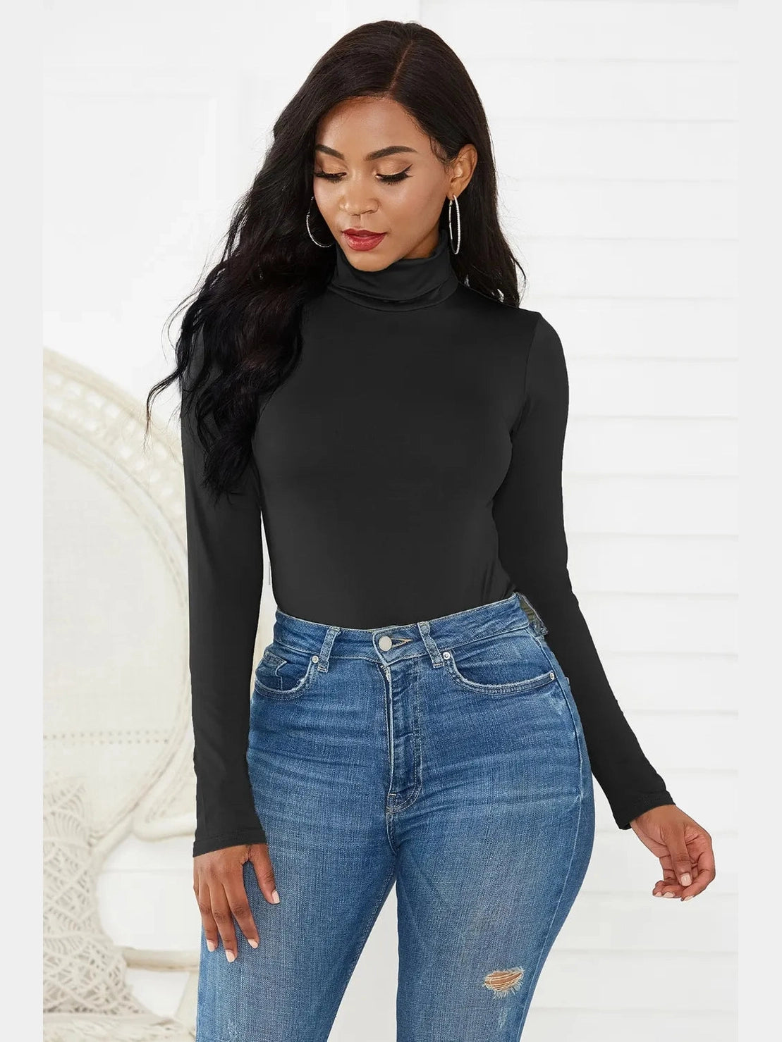 Turtleneck Long Sleeve Bodysuit nicholesgifts